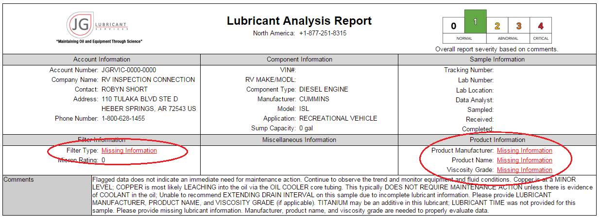 Lubricant Analysis Report Image